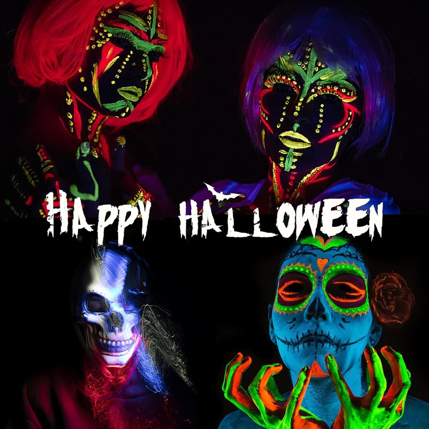 Glow in the Dark Face Body Paint, Glow in the Dark under UV Black Light Sticks