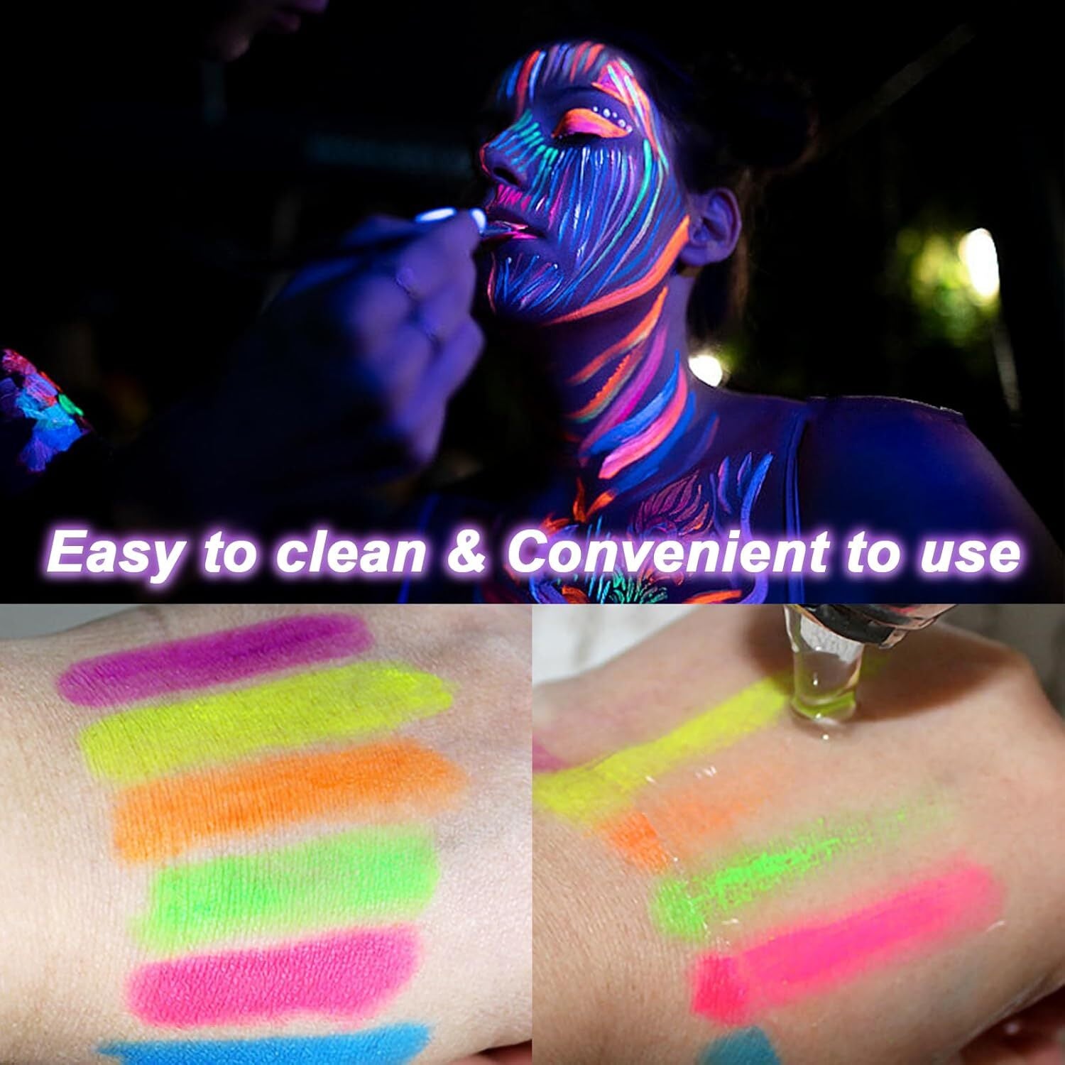 Glow in the Dark Face Body Paint, Glow in the Dark under UV Black Light Sticks